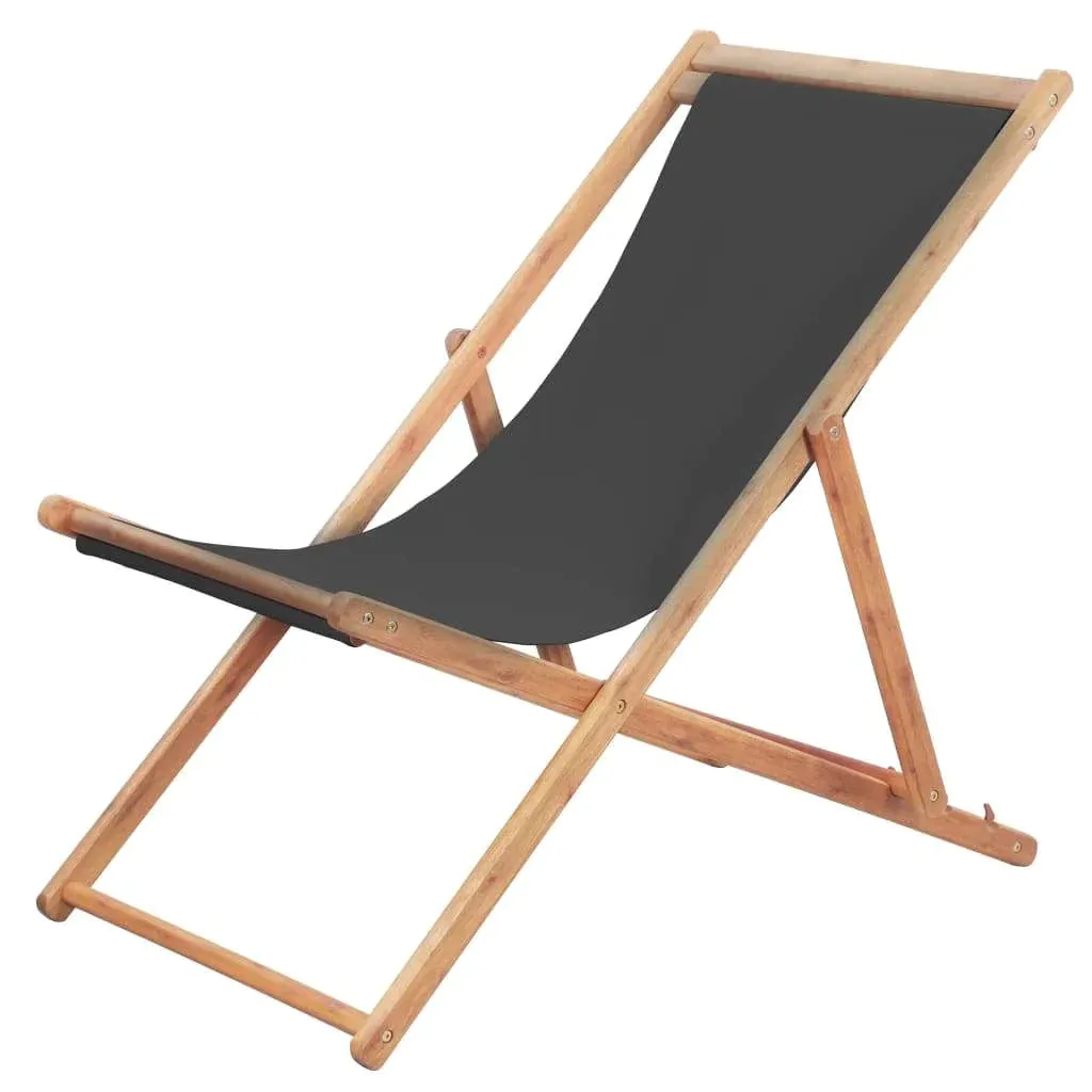 Folding Beach Chair Fabric And Wooden Lounger Seat Outdoor Multi Colors