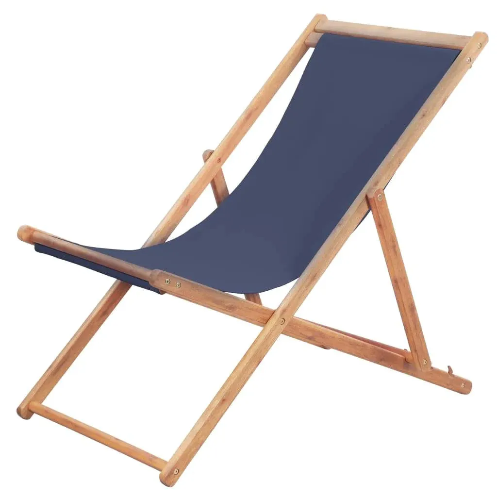 Folding Beach Chair Fabric And Wooden Lounger Seat Outdoor Multi Colors