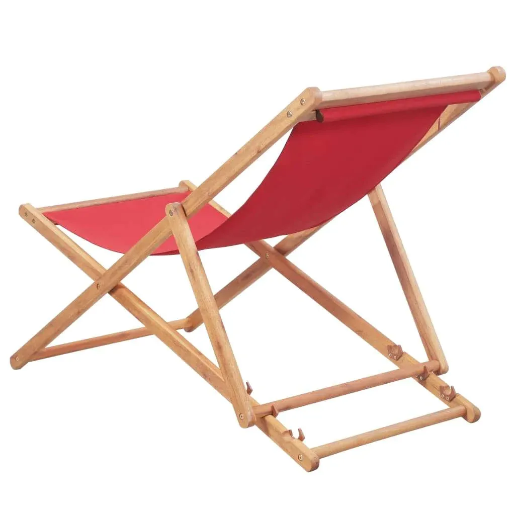 Folding Beach Chair Fabric And Wooden Lounger Seat Outdoor Multi Colors