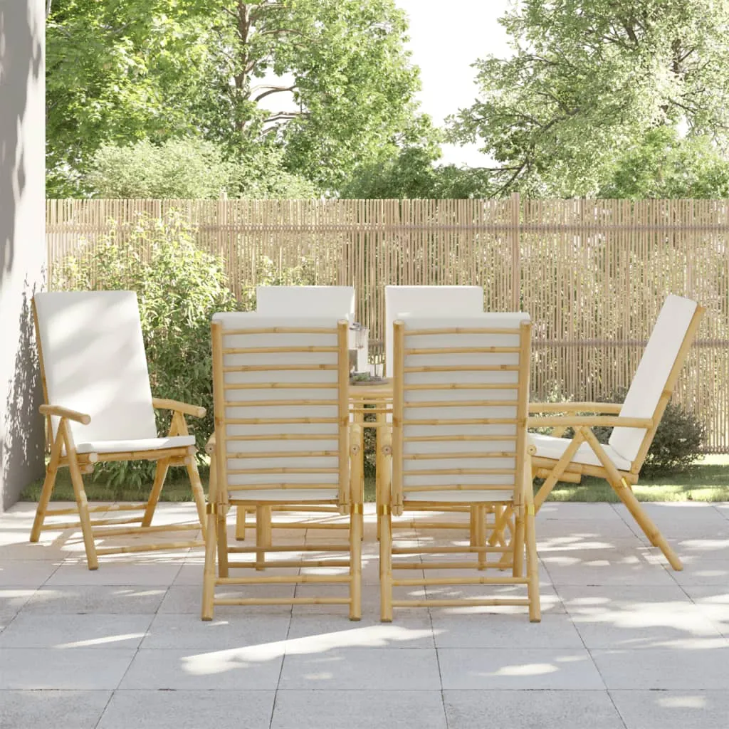 Folding Bistro Chairs with Cushions Armchair Outdoor Furniture Bamboo