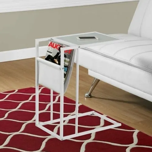 Futura White Modern Metal TV Table