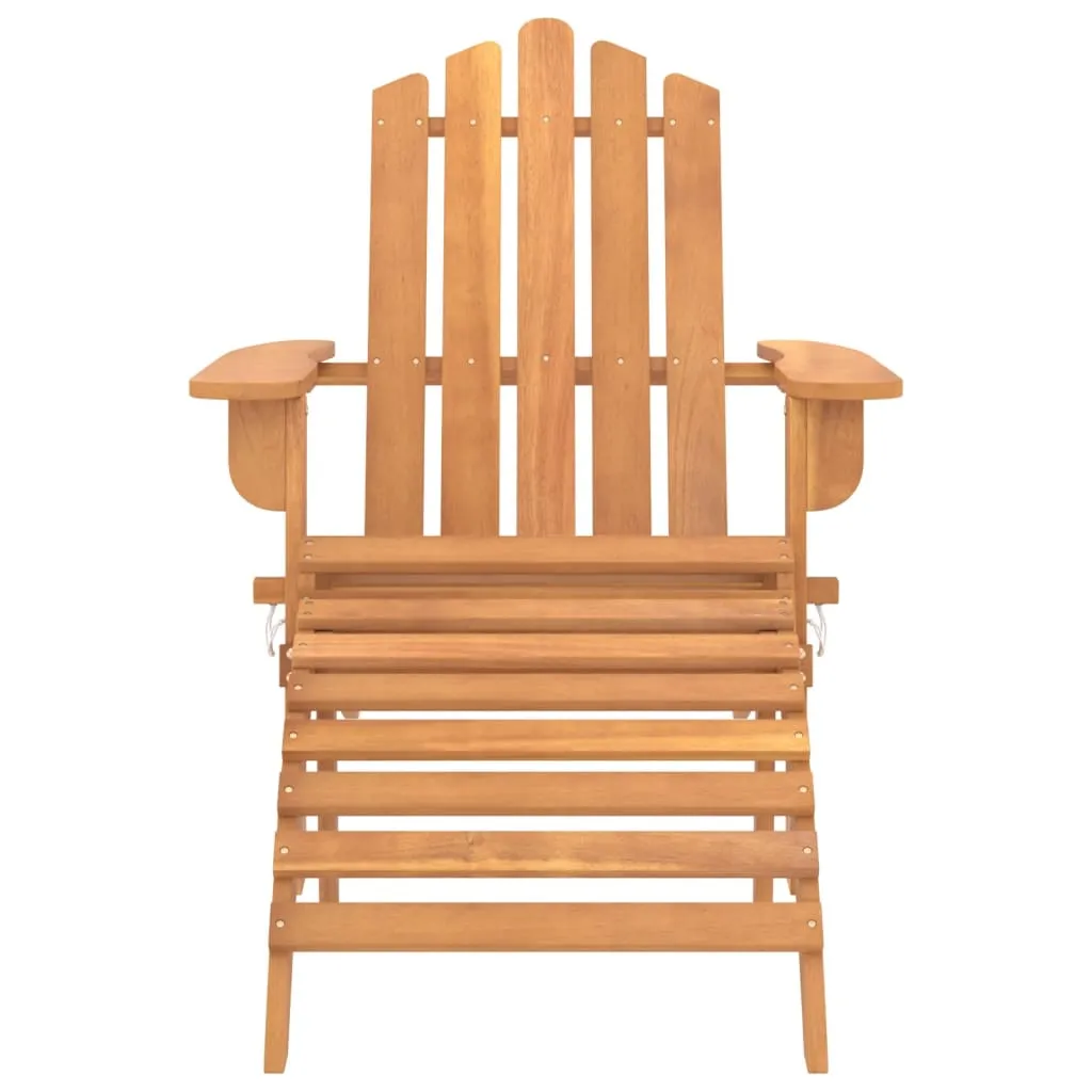 Garden Adirondack Chair with Footrest Solid Acacia Wood