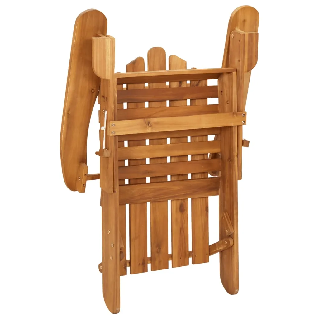 Garden Adirondack Chair with Footrest Solid Acacia Wood