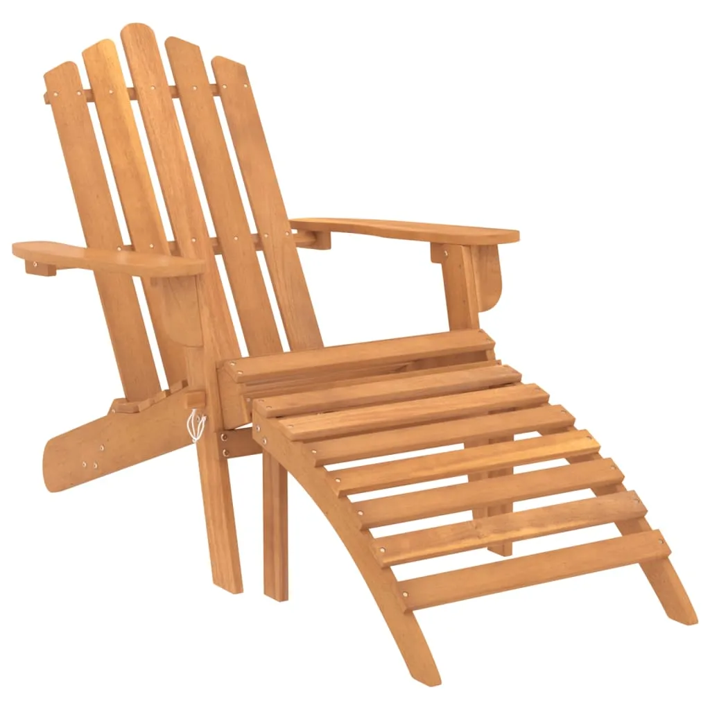 Garden Adirondack Chair with Footrest Solid Acacia Wood