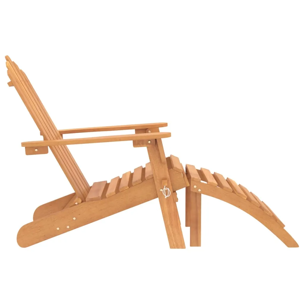 Garden Adirondack Chair with Footrest Solid Acacia Wood