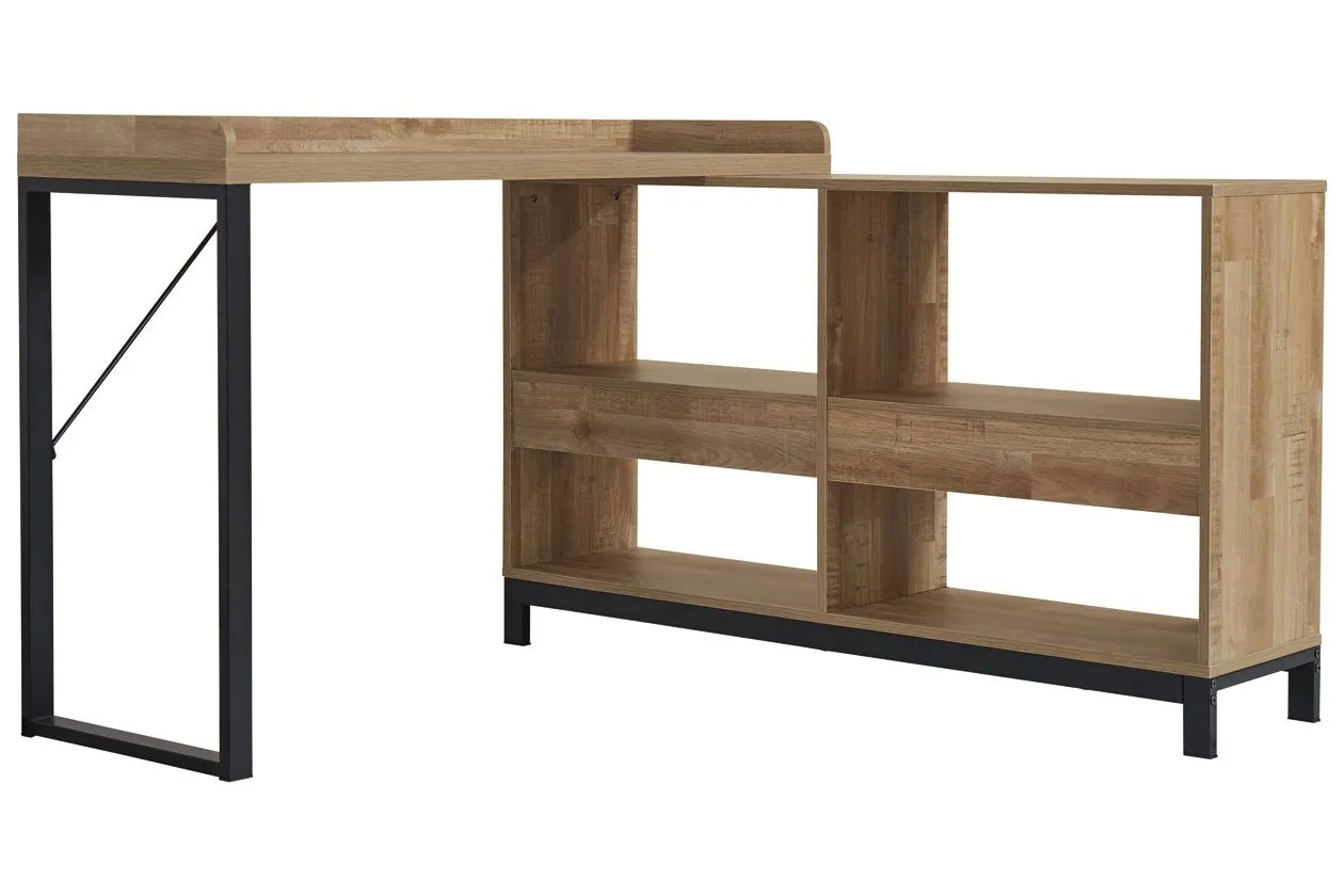 Gerdanet Light Brown/Black Home Office L-Desk