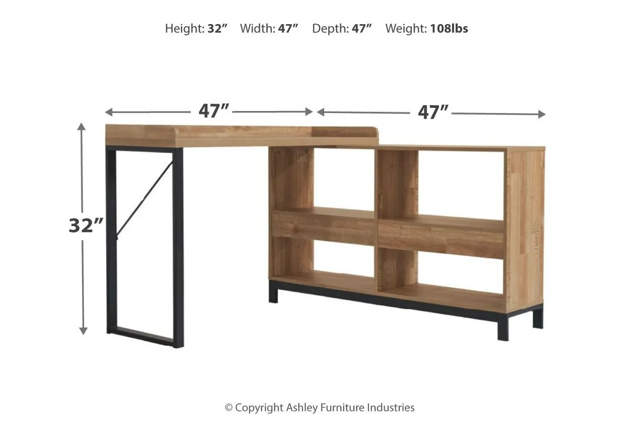 Gerdanet Light Brown/Black Home Office L-Desk