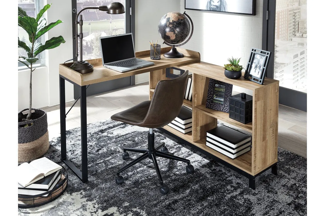 Gerdanet Light Brown/Black Home Office L-Desk