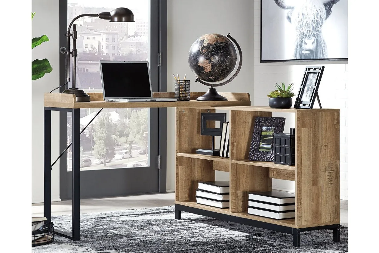 Gerdanet Light Brown/Black Home Office L-Desk