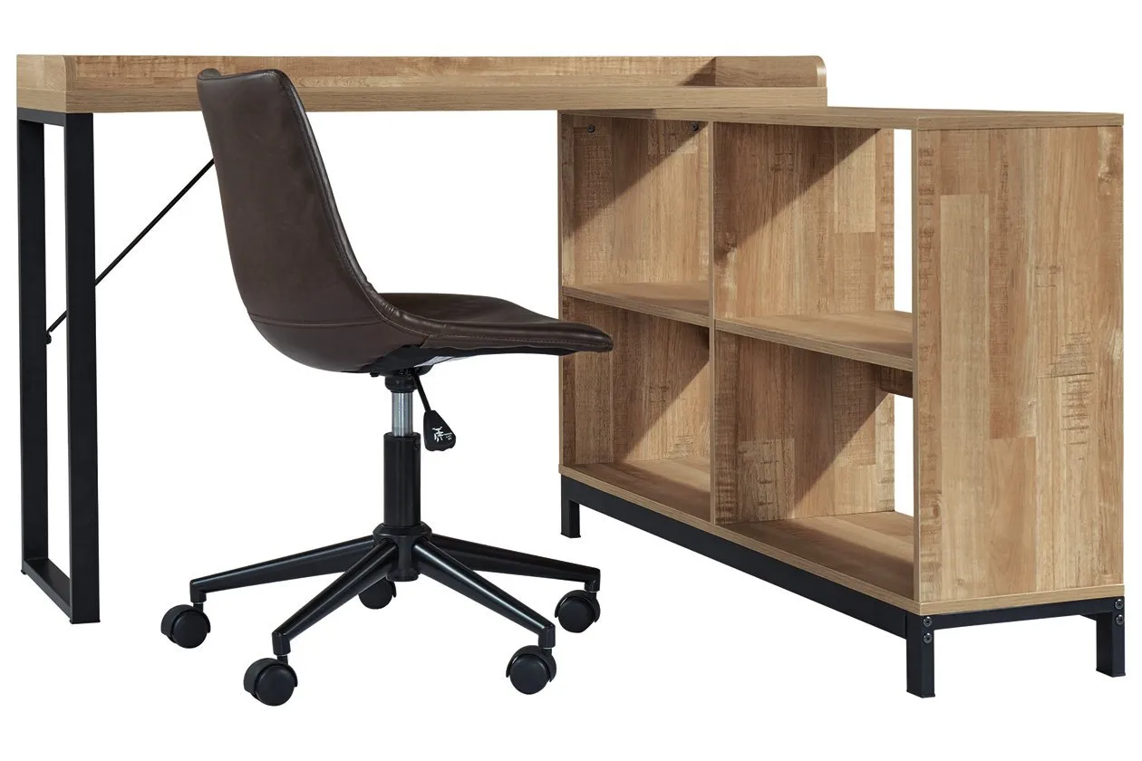 Gerdanet Light Brown/Black Home Office L-Desk