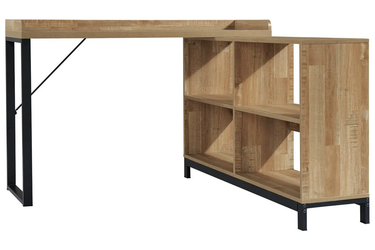 Gerdanet Light Brown/Black Home Office L-Desk