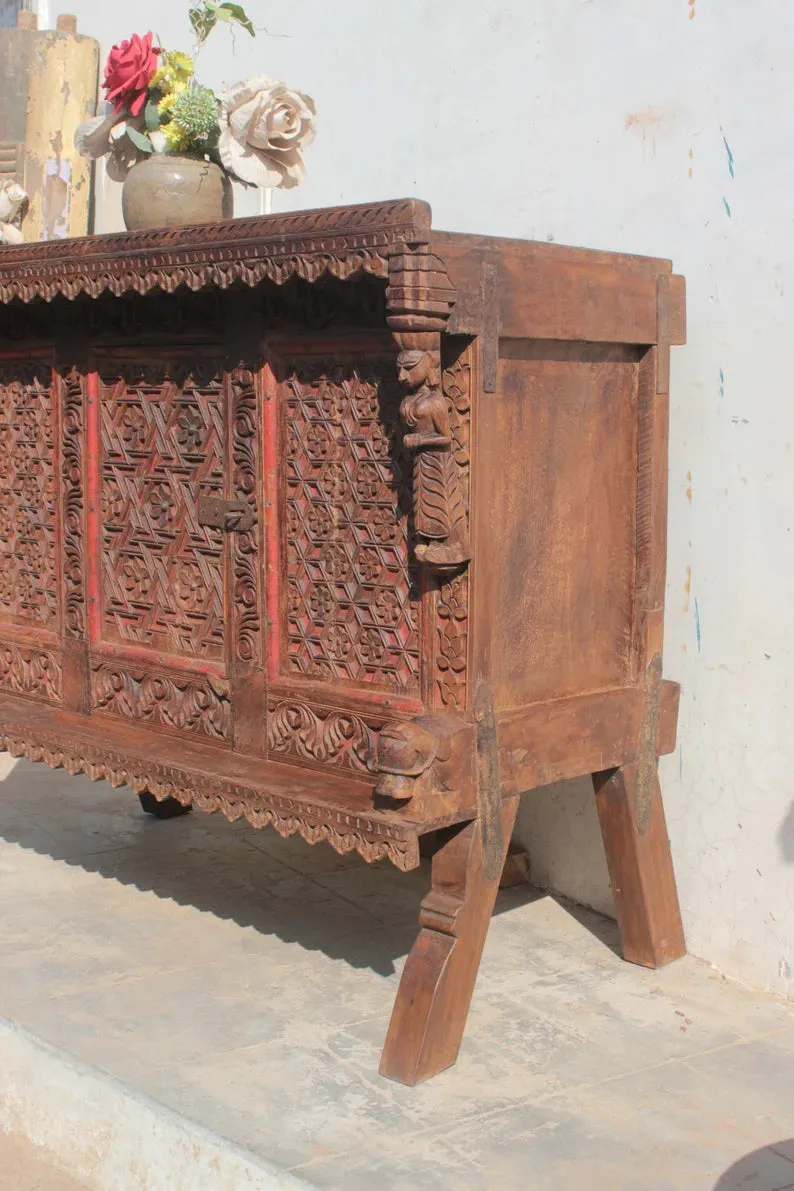 Handmade Indian Furniture Wooden Damchiya Sideboard 124x71x106xCm