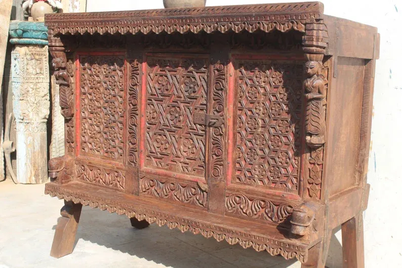Handmade Indian Furniture Wooden Damchiya Sideboard 124x71x106xCm
