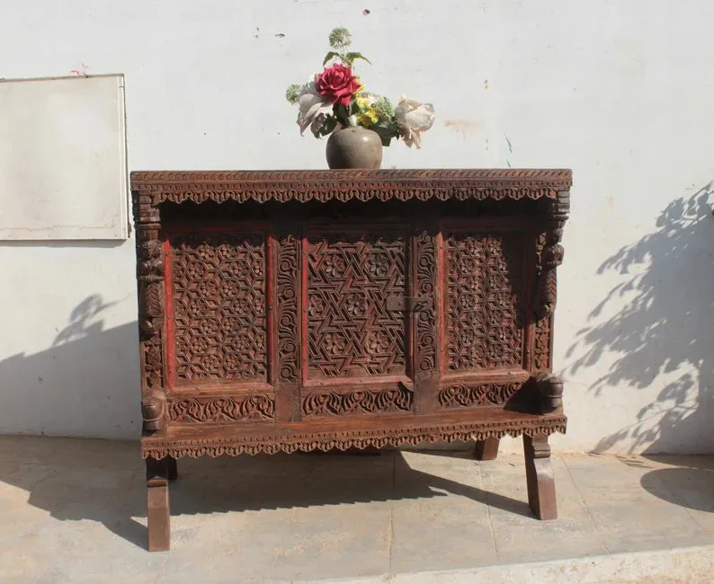 Handmade Indian Furniture Wooden Damchiya Sideboard 124x71x106xCm