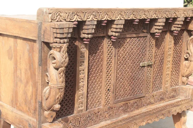 Handmade Indian Furniture Wooden Damchiya Sideboard 124x71x106xCm