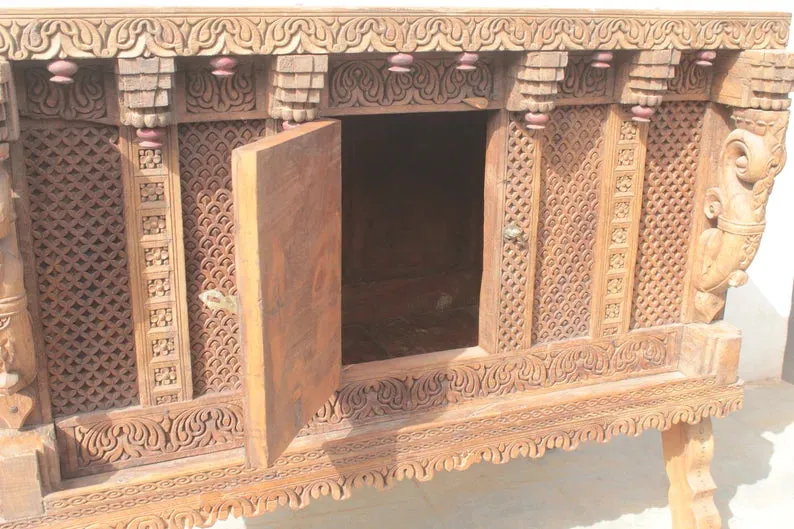 Handmade Indian Furniture Wooden Damchiya Sideboard 124x71x106xCm