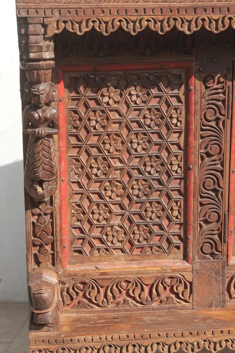 Handmade Indian Furniture Wooden Damchiya Sideboard 124x71x106xCm