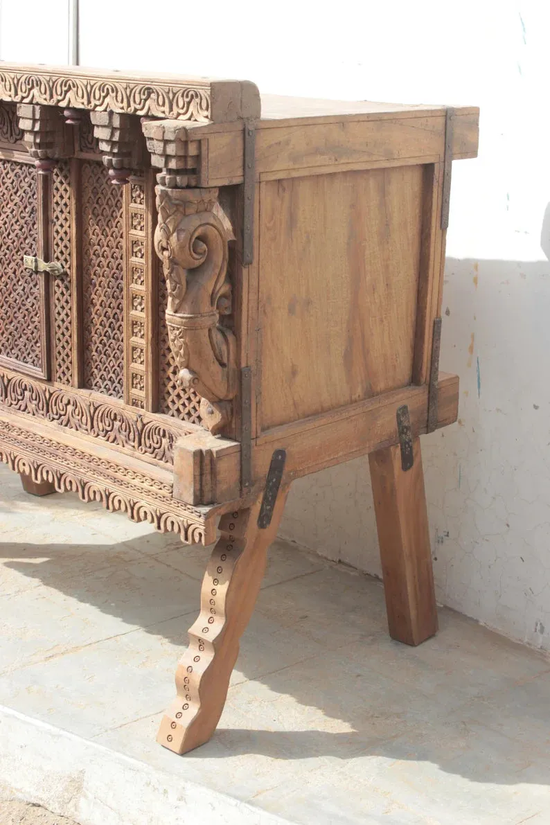 Handmade Indian Furniture Wooden Damchiya Sideboard 124x71x106xCm