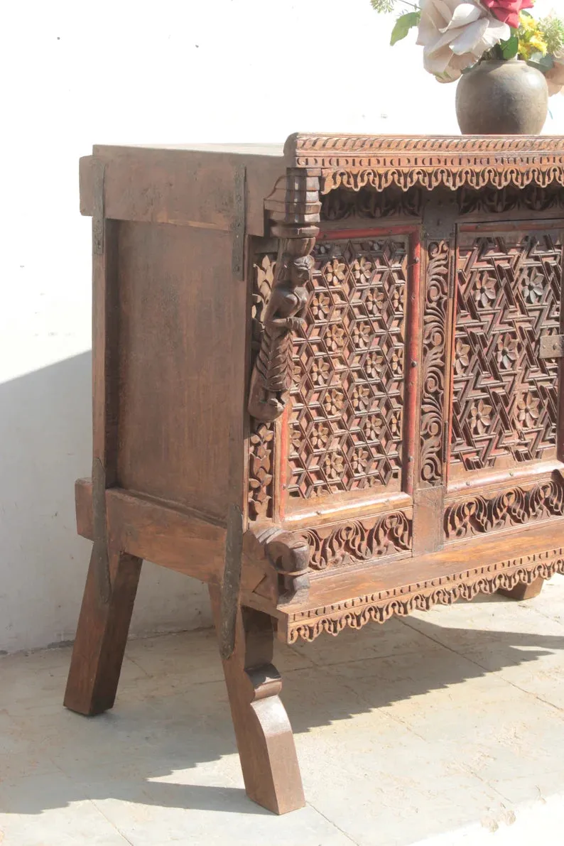 Handmade Indian Furniture Wooden Damchiya Sideboard 124x71x106xCm