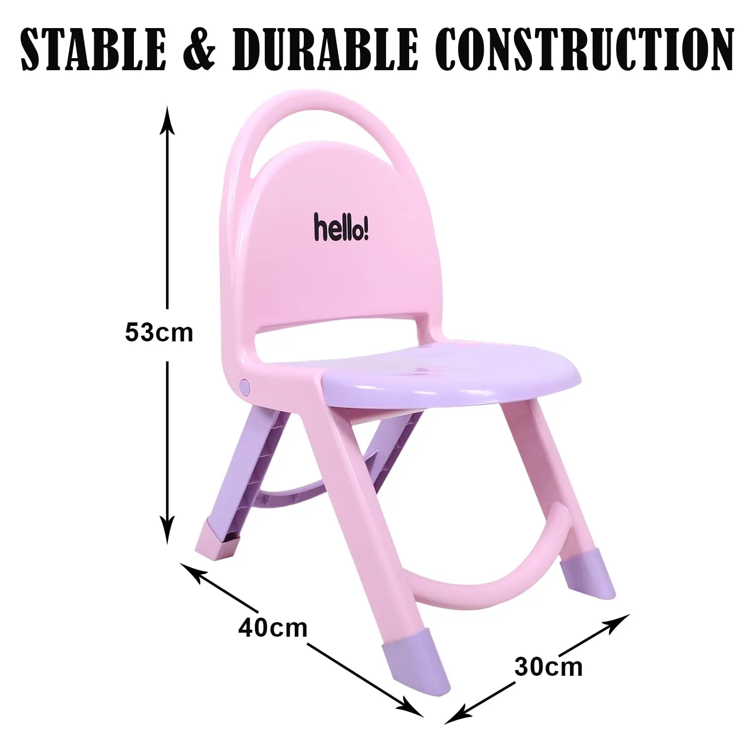 Heart Home Chair for Kids | Plastic Kids Foldable Chair | Baby Chair | School Study Chair | Toddler Chair | Indoor or Outdoor Use for Kids | Capacity 80 Kg | Purple & Pink