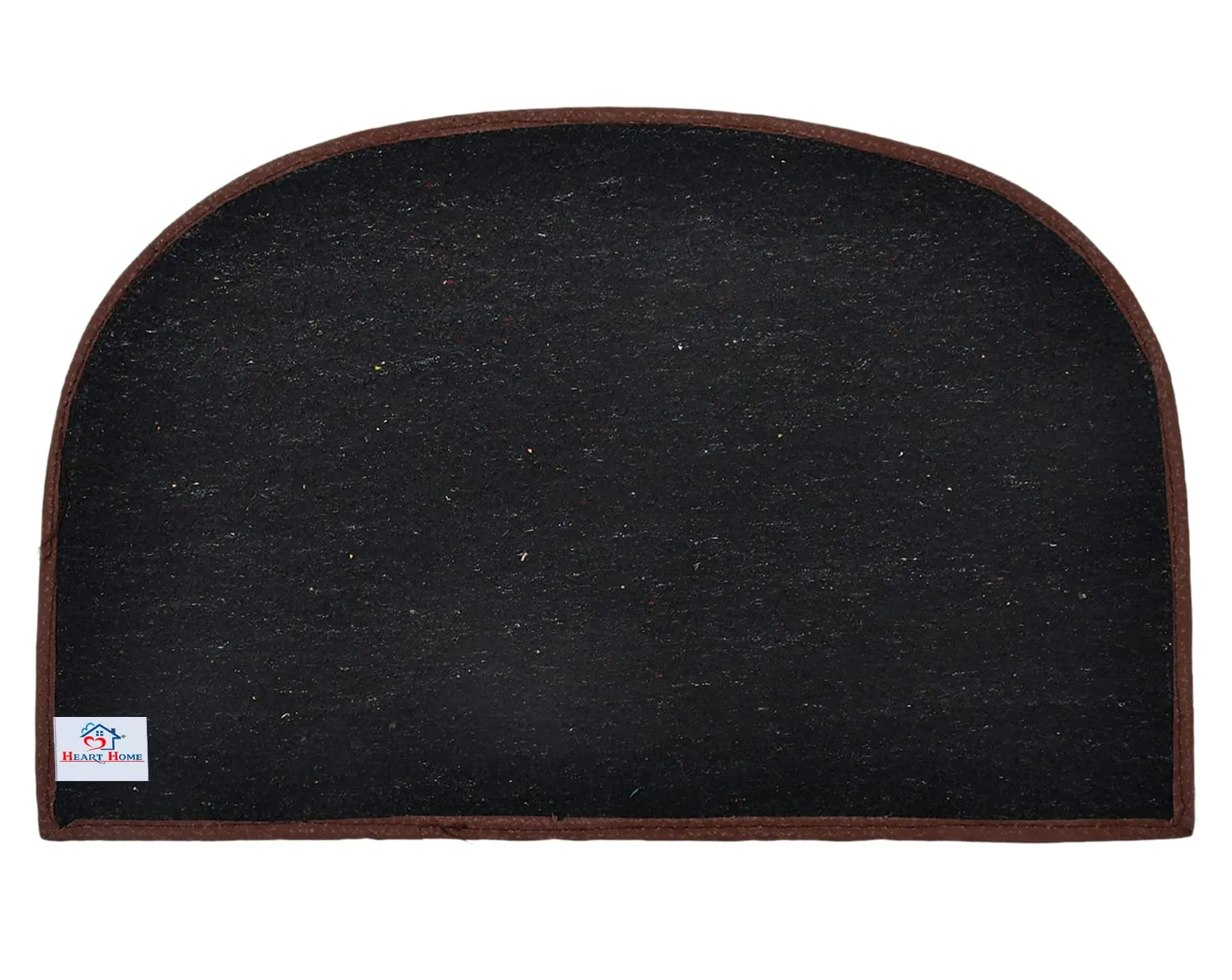 Heart Home D Shape Anti-Slip Durable Rubber Door Mat, Welcome Mat for Entryway,Patio,Garage, Outdoor, 21"x14"- Pack of 3 (Brown)-47HH01297