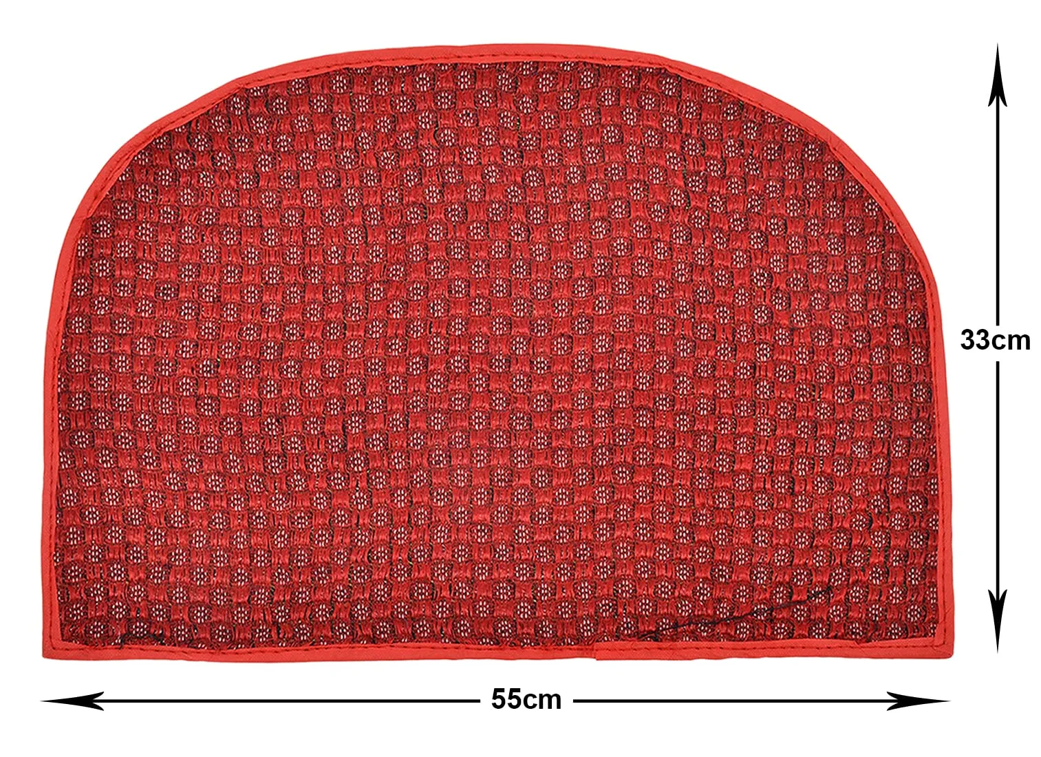 Heart Home D Shape Indoor Outdoor Anti-Slip Rubber Door Mat, 21"x14"- Pack of 3 (Red)-47HH01304