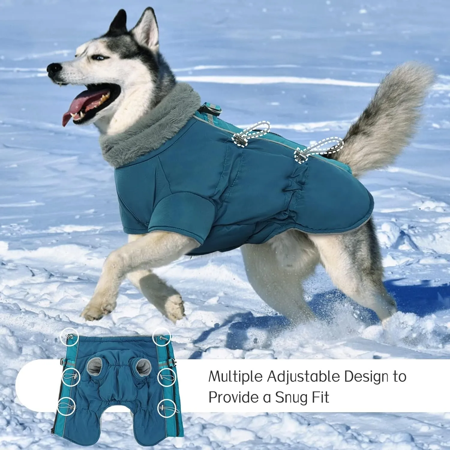Jacket for Dogs in Winter, Waterproof Dog Coat with Fleece Lining, Reflective & Warm, Zip Up Dog Coat Christmas Snowsuit(Green M)