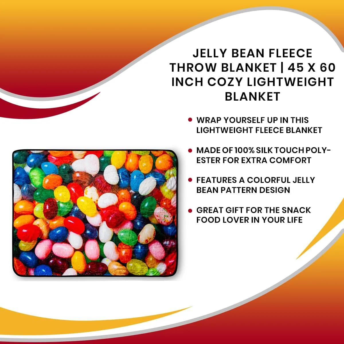 Jelly Bean Fleece Throw Blanket | 45 x 60 Inch Cozy Lightweight Blanket