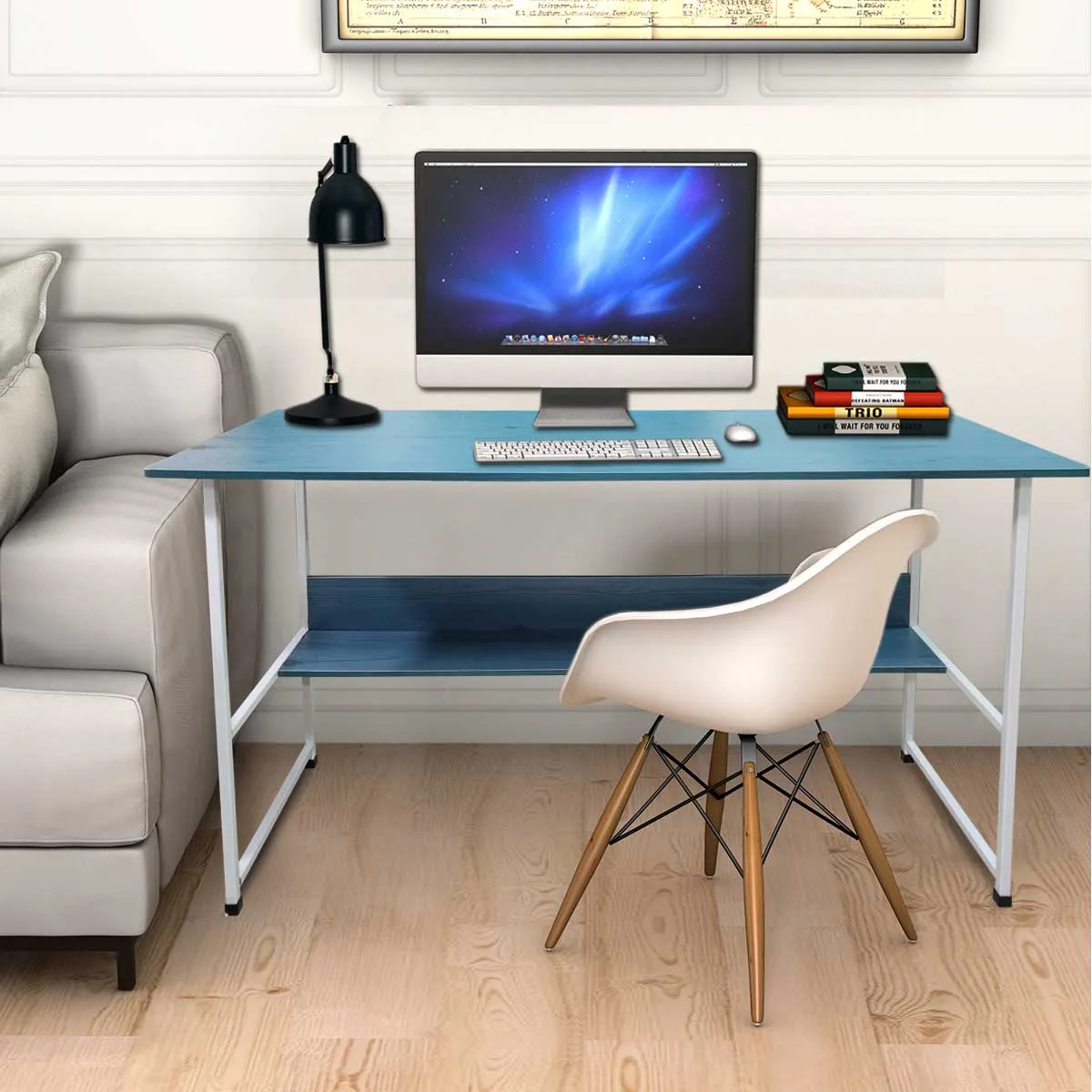 Kawachi Computer Laptop Study Writing Desk Home, Office Work Table with Bookshelf Storage KW30