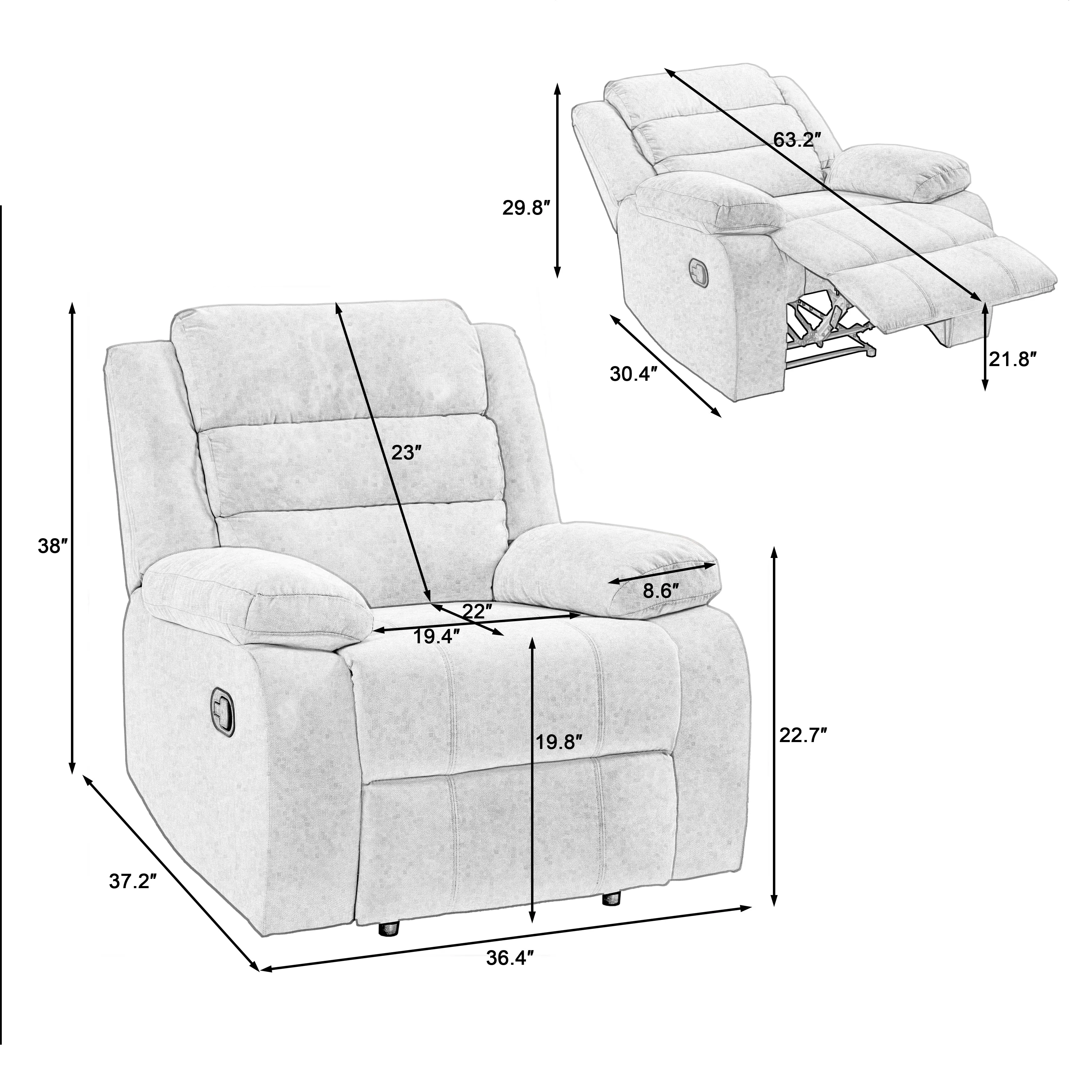 Kendra Modern and Super Soft Overstuffed Recliner