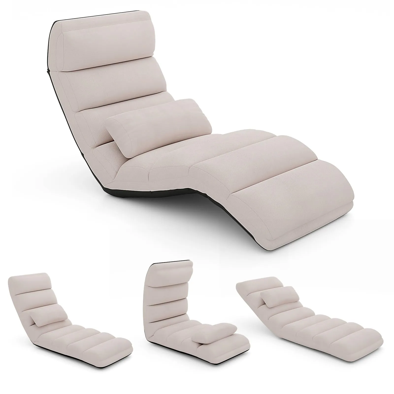 KOMFOTT Adjustable 5-Position Floor Lounger with Thick Padded & Pillow