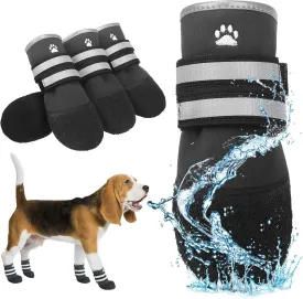 KOOLTAIL Dog Booties for Hot Pavement,Summer Dog Shoes for Small Medium Large Size Dogs, Waterproof Anti-Slip Dog Boots & Paw Protectors for Hardwood Floor,Indoor Outdoor Water Shoes,Black