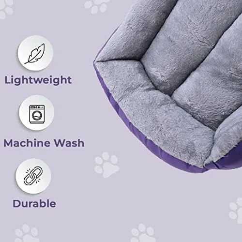 Kuber Industries Dog & Cat Bed|Super Soft Plush Top Pet Bed|Oxford Cloth Polyester Filling| Washable Dog Bed|Rectangular Cat Bed with Rise-Edge Pillow|QY036P-L|Purple(Pack of 2)