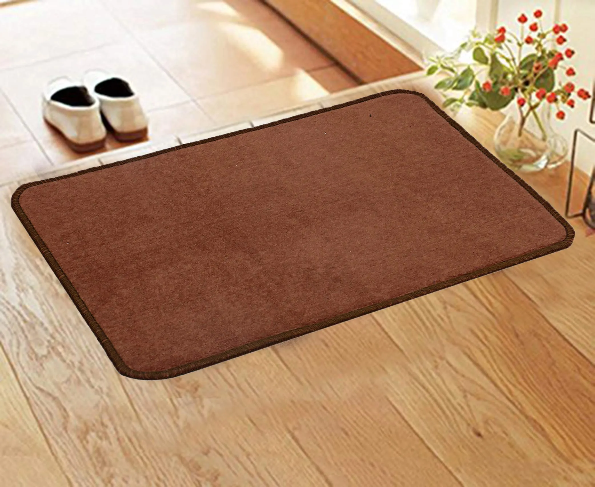 Kuber Industries Microfiber Anti Slip 2 Pieces Door Mat 22"x14", Brown - CTKTC021915