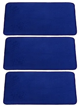 Kuber Industries Microfiber Anti Slip 3 Pieces Door Mat 22"x14", Sky Blue - CTKTC021926
