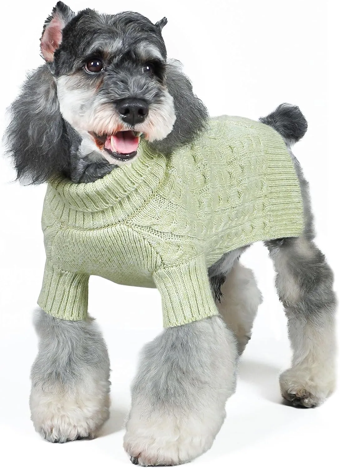 KYEESE Dog Sweater Medium Size Dogs Soft Pet Coats, Long Sleeve Medium Pet Sweater with Classic Cable Knit Warm Dog Clothes Turtleneck Pet Sweater for Medium Dogs, Green, XX-Large