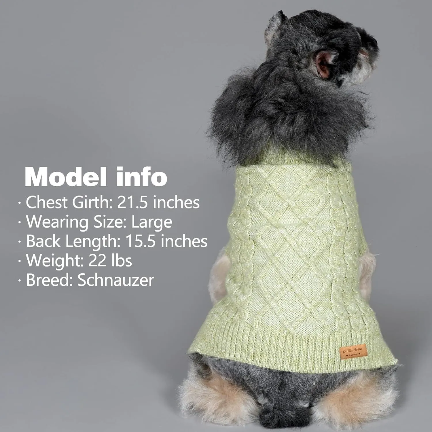 KYEESE Dog Sweater Medium Size Dogs Soft Pet Coats, Long Sleeve Medium Pet Sweater with Classic Cable Knit Warm Dog Clothes Turtleneck Pet Sweater for Medium Dogs, Green, XX-Large