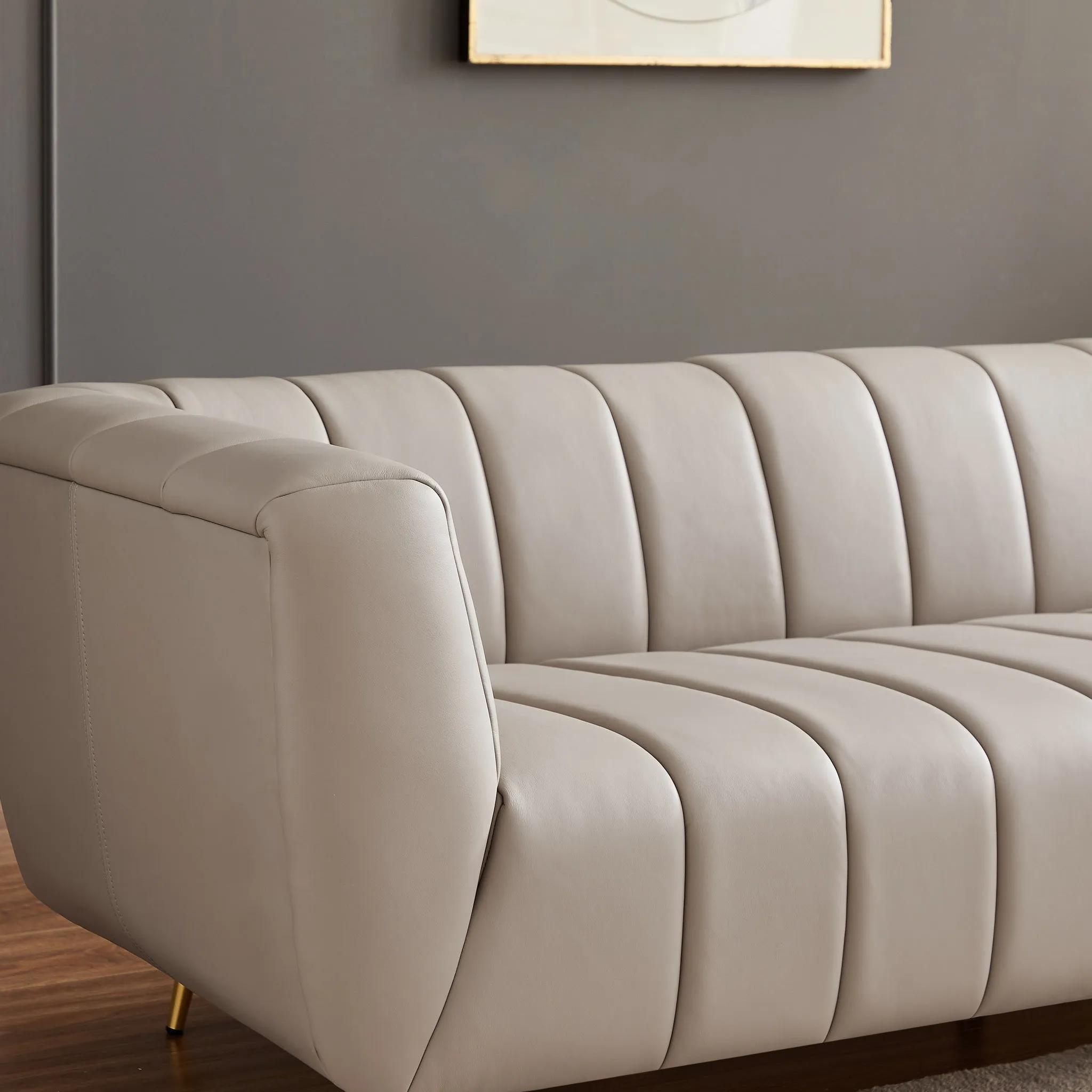 LaMattina Genuine Italian Leather Tufted Sofa