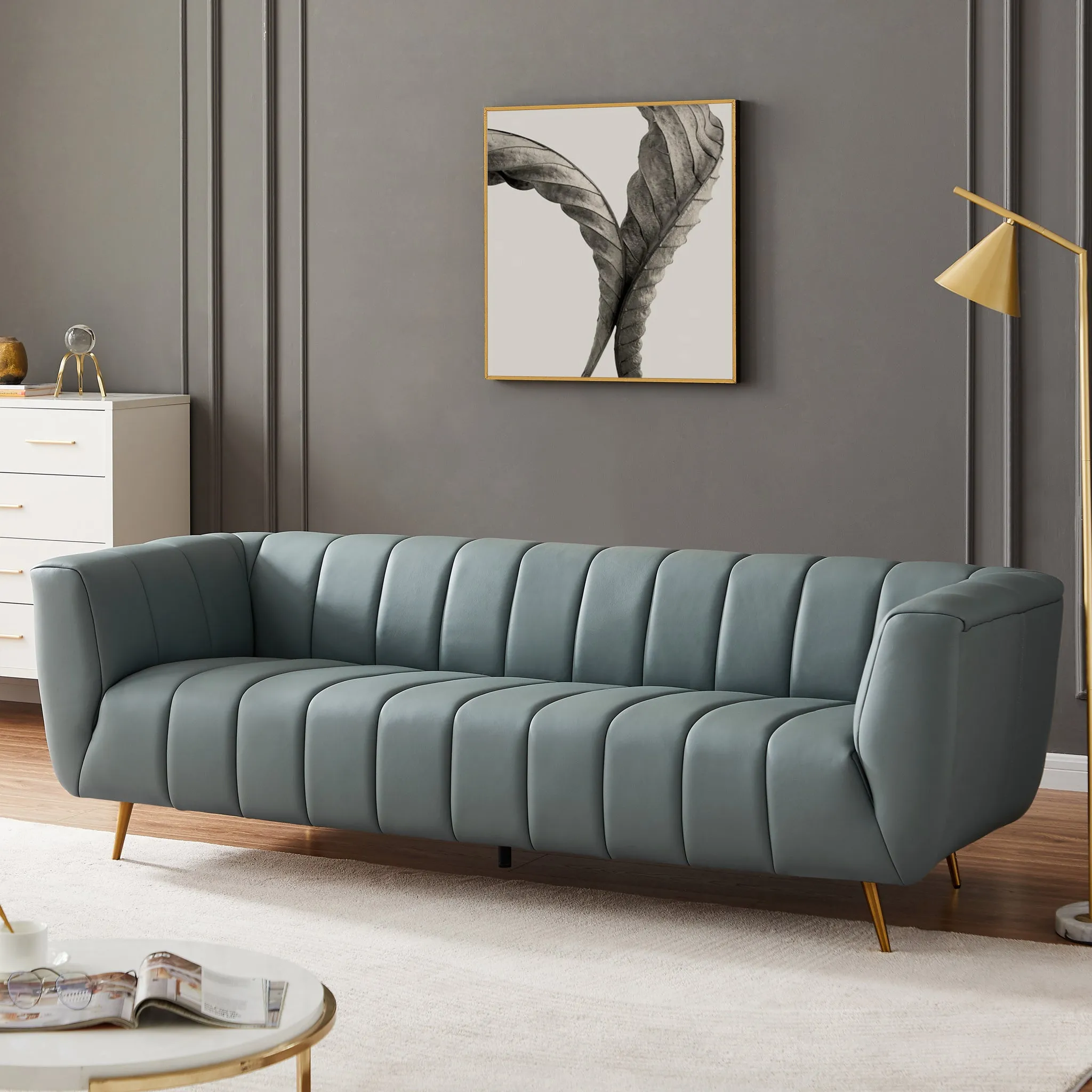 LaMattina Genuine Italian Leather Tufted Sofa