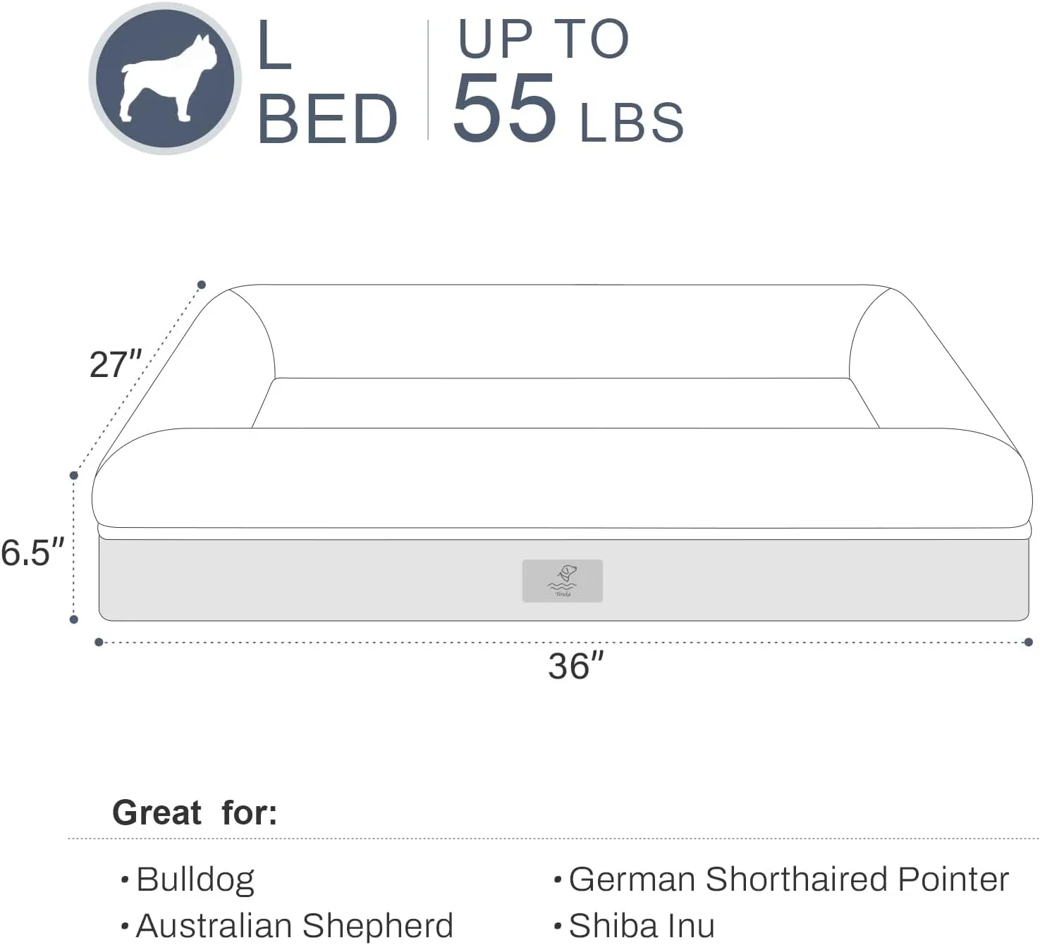 Large Orthopedic Egg Crate Foam Dog Bed, Waterproof Dog Bed with Removable Washable Cover, 4-Sides Removable Bolster Soft Couch Sofa with Non-Slip Bottom, Dark Grey