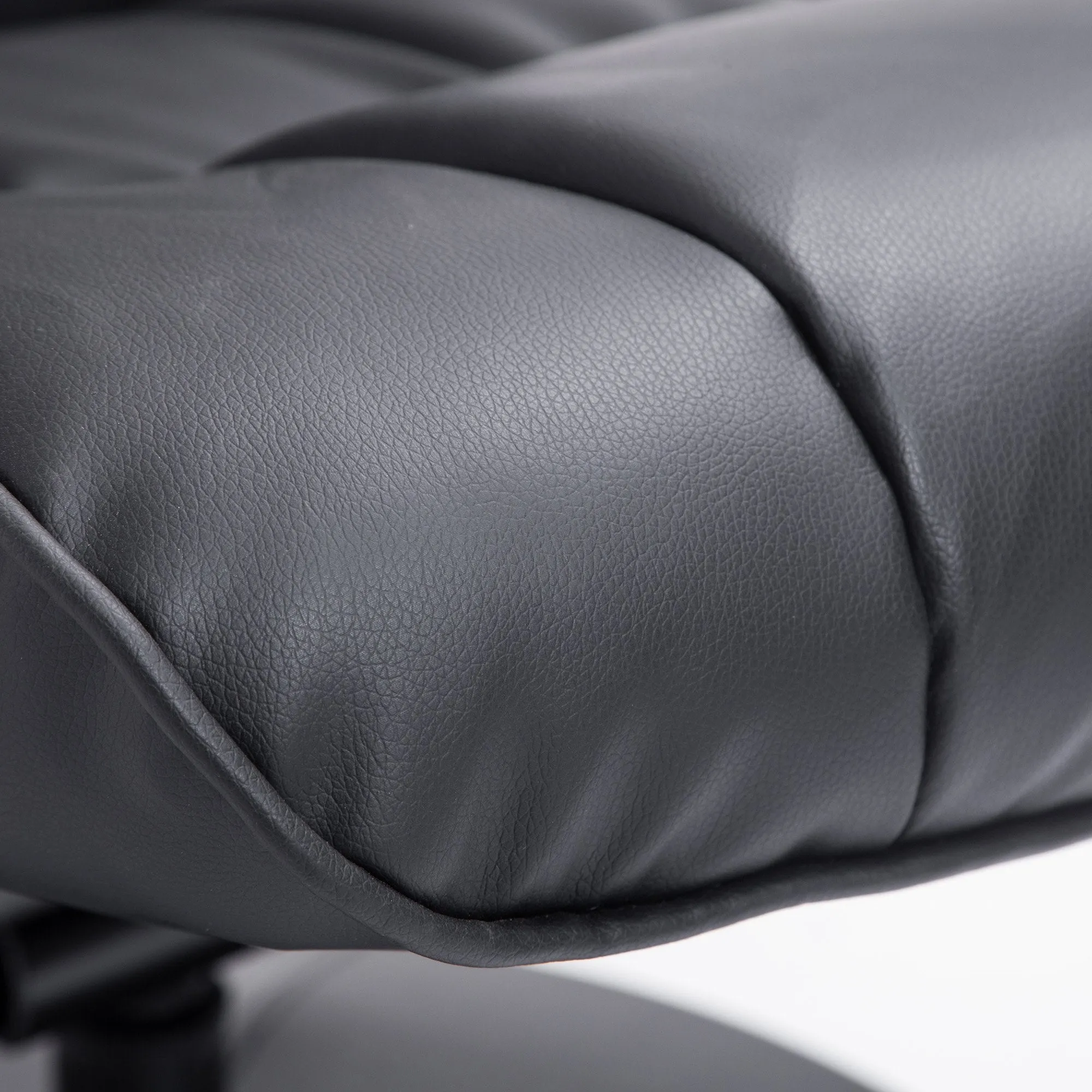 Leather Recliner and Ottoman Set, Modern Swivel Leisure Lounge Chair with Footstool, 145-¦ Adjustable Backrest and Thick Padding for Living Room, Dining Room, Bedroom, Office, Black Padded Cushion Back