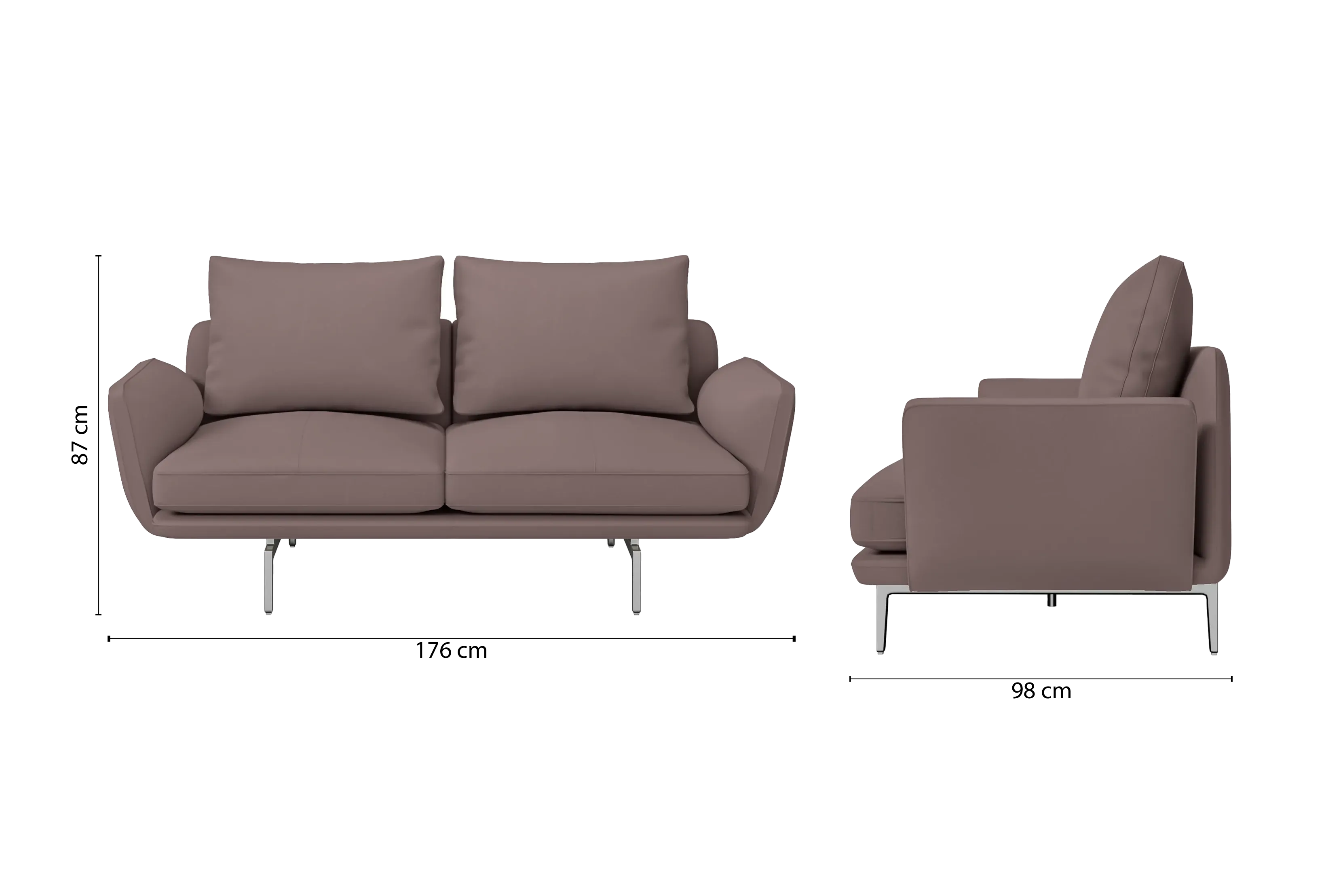 Legnano 2 Seater Sofa Rose Taupe Leather