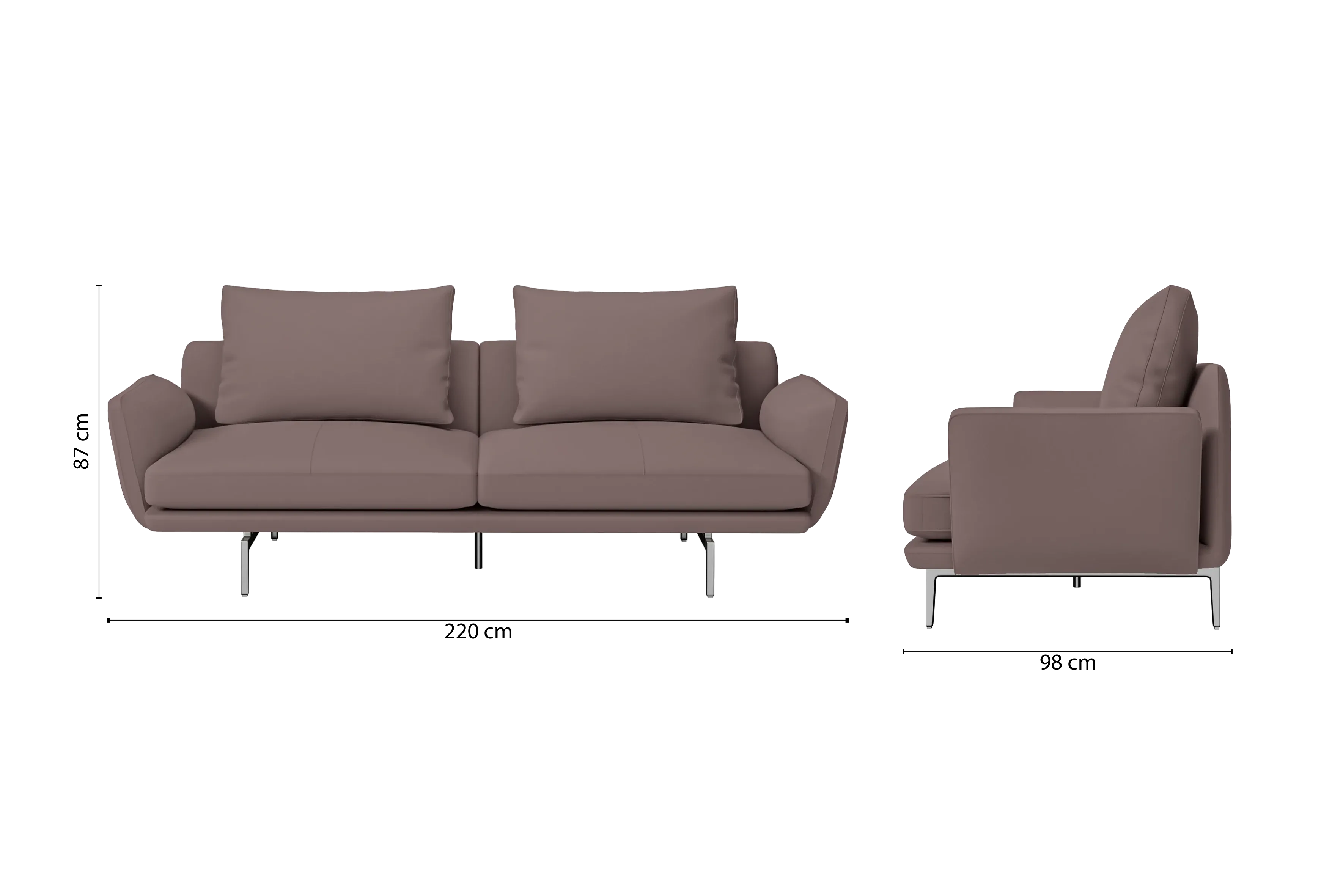 Legnano 3 Seater Sofa Rose Taupe Leather