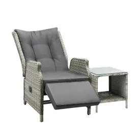 Livsip Outoodr Recliner Chair Sun Lounge & Table Set utdoor Furniture Patio Sofa