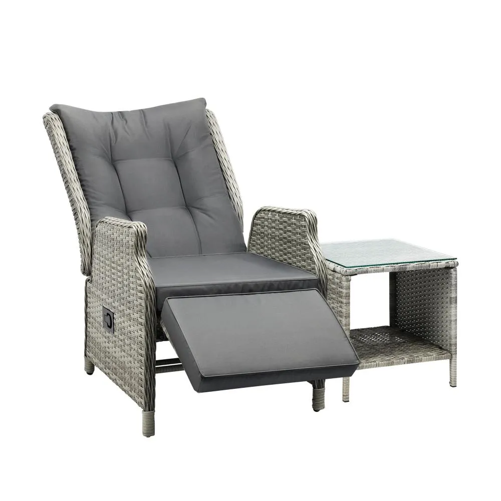 Livsip Outoodr Recliner Chair Sun Lounge & Table Set utdoor Furniture Patio Sofa