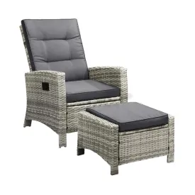 Livsip Recliner Chairs Sun lounge Outdoor Furniture Wicker Patio Garden Sofa