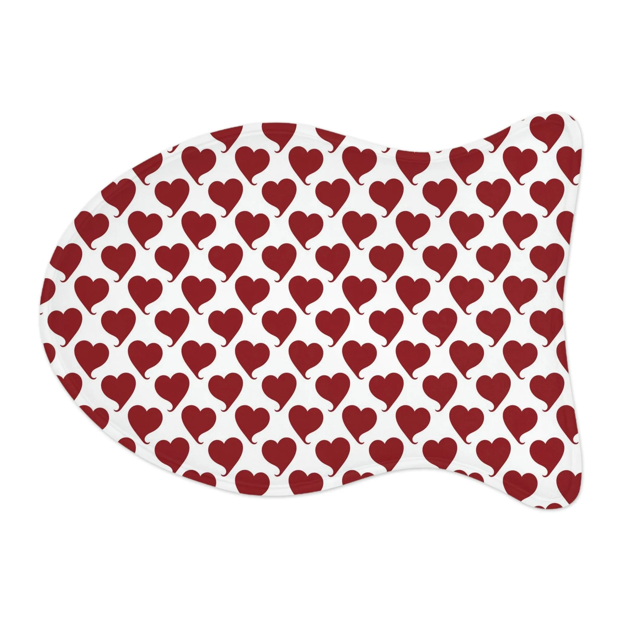 Lovely Red Hearts White Pet Feeding Mat Fish Shape Dog / Cat Food Mat