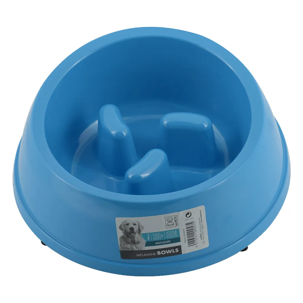M-PETS Melamine High Back Slow Down Bowl Blue