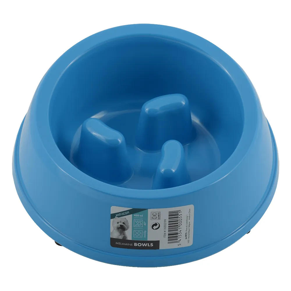 M-PETS Melamine High Back Slow Down Bowl Blue