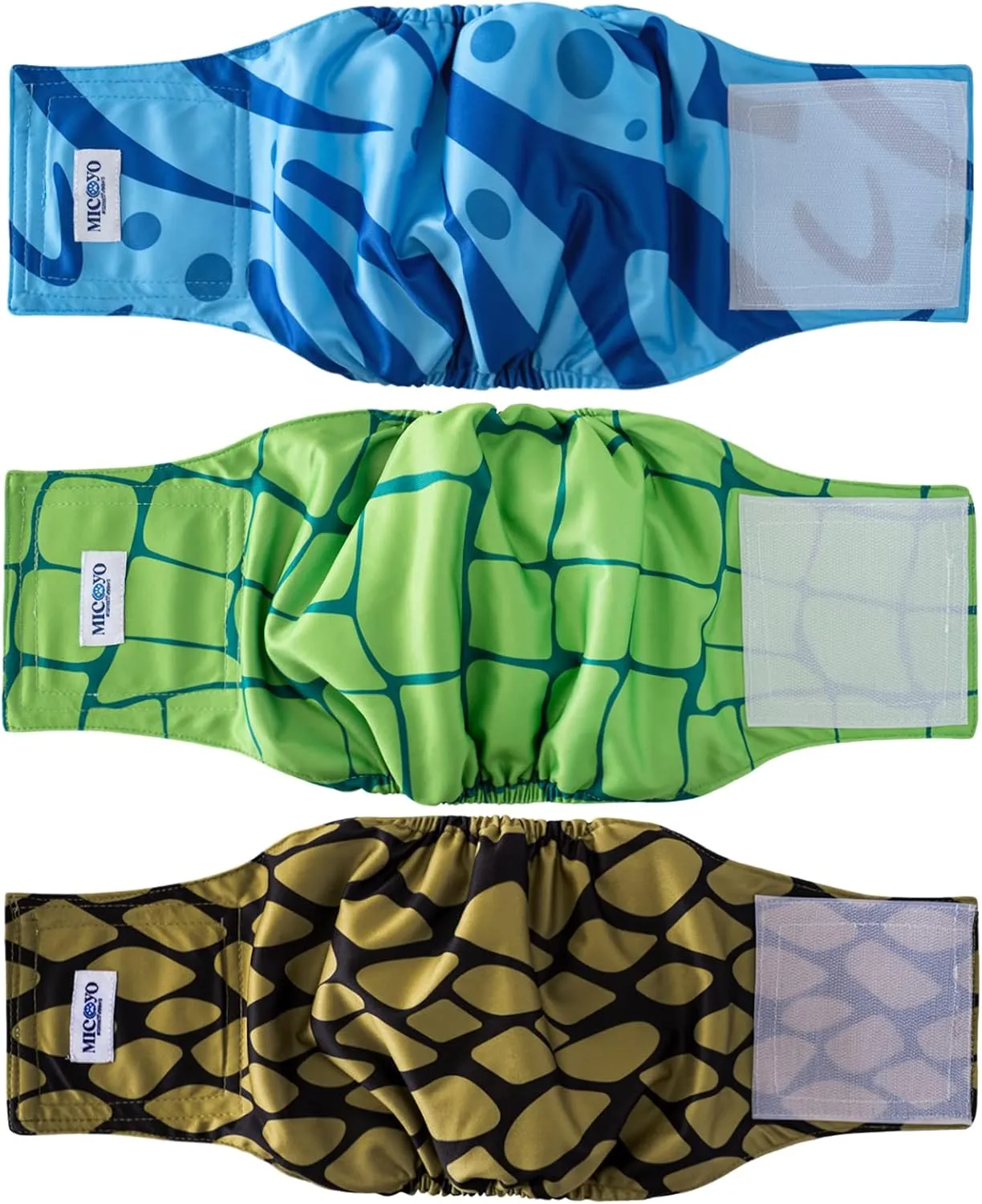 MICOOYO Belly Bands for Male Dogs, 3 Pack Reusable Dog Diapers Male for Puppy Doggie, Washable Male Dog Wraps XSmall (XS, Rainforest)